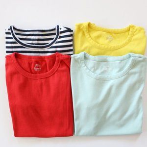 J. Crew Slim Perfect T-Shirts, Crew Neck Tee, Canary, Navy Stripe, Red, Size S